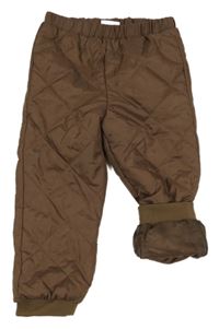 Hnědé šusťákové prošívané zateplené kalhoty zn. so cute