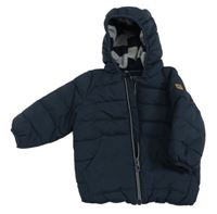 Tmavomodrá šusťáková zimní bunda s kapucí Next