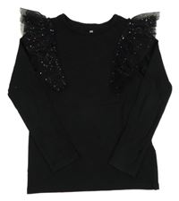 Černé triko s volánkem H&M