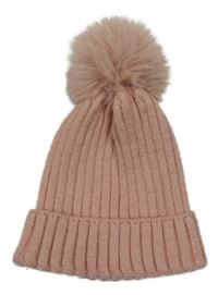 Světlerůžová třpytivá čepice s bambulí 