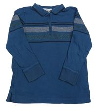 Tmavomodré polo triko s pruhy Next