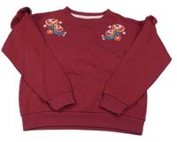 Vínová mikina s kytičkami Dopodopo