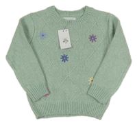 Nové - Světlemodrý svetr s kytičkami Primark