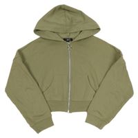 Khaki propínací crop mikina s kapucí New Look