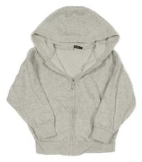 Šedá melírovaná propínací mikina s kapucí George