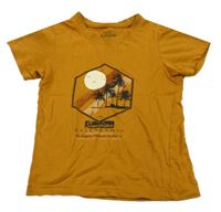 Hnědo-oranžové tričko s palmami 