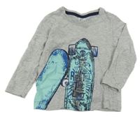 Šedé melírované triko se skateboradem Kiki&Koko