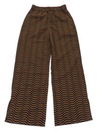 Hnědo-červené vzorované lehké culottes kalhoty H&M