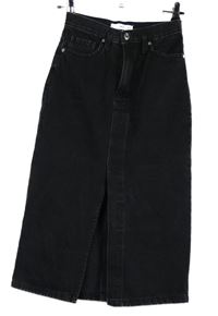 Dámská černá riflová pouzdrová midi sukně s rozparkem Mango