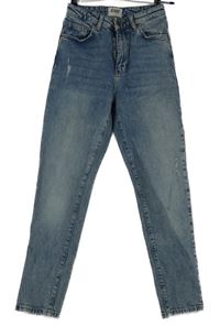 Dámské modré plísňové rifle s prošoupáním a vysokým pasem Tally Weijl vel. 32