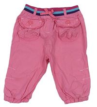 Růžové plátěné crop kalhoty s úpletovým pasem George