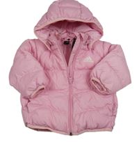 Světlerůžová šusťáková zimní bunda s kapucí Adidas