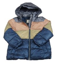 Šedo-růžovo-béžová šusťáková zimní bunda s kapucí Nutmeg