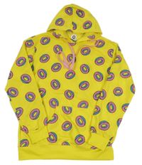 Žlutá mikina s donuty a kapucí 