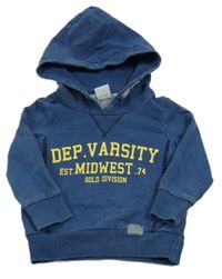 Modrá mikina s nápisem a kapucí Papagino