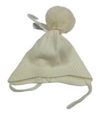 Nové - Smetanová pletená čepice s bambulí Matalan