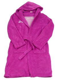 Fuchsiový plyšový župan s Barbie a kapucí 