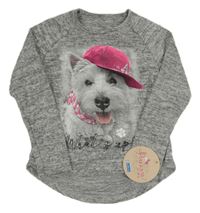 Nové - Šedé melírované úpletové triko se psem  Hocco