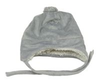 Šedá chlupatá čepice s bambulí Ergee