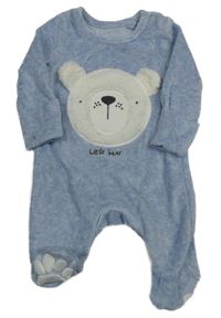 Světlemodrý melírovaný sametový overal s medvídkem 