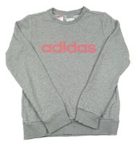 Šedá melírovaná mikina s logem Adidas