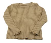 Béžový žebrovaný lehký svetr 