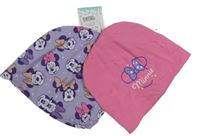 Nové - 2x - Růžová + fialová čepice s Minnií Disney