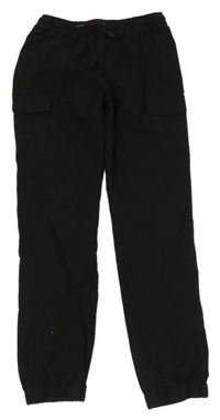 Černé plátěné cuff cargo kalhoty Denim Co.