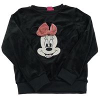 Černá sametová mikina s Minnie a mašlí Disney