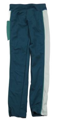 Petrolejovo-bílé sportovní legíny 