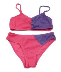 Růžovo-fialové žebrované dvoudílné plavky Primark