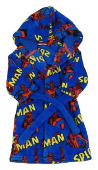 Modrý chlupatý župan se Spidermanem a kapucí M&S