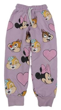 Fialové tepláky s Minnie a srdíčky