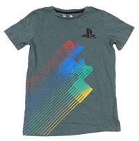 Šedé tričko s potiskem PlayStation Tu