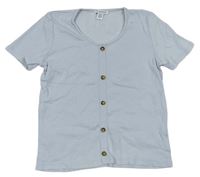 Světlemodré žebrované tričko s knoflíčky Primark