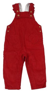 Červené manšestrové podšité laclové kalhoty 