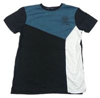 Černo-modro-bílé vzorované tričko George 