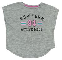 Šedé melírované sportovní tričko s nápisem H&M