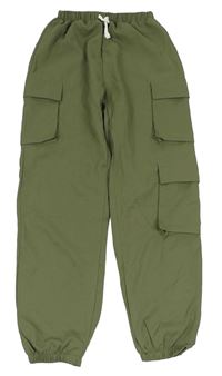 Khaki cargo cuff kalhoty Shein