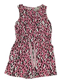 Růžovo-bílo-černý vzorovaný kraťasový overal Matalan