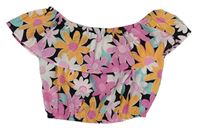 Černá crop halenka s květy New Look