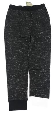 Nové - tmavošedo-bílé melírované tepláky H&M