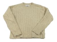 Béžovo-zlatý žebrovaný crop svetr zn. Primark