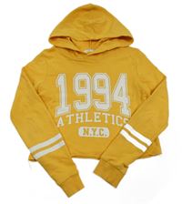 Žlutá crop mikina s nápisem a kapucí H&M