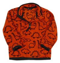 Červeno-černá fleecová mikina s dinosaury George