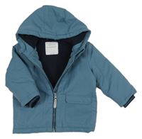 Modrá šusťáková zimní bunda s kapucí Primark