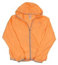 Neonově oranžová funkční šusťáková větrovka s kapucí Decathlon