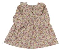 Smetanové vzorované teplákové šaty s kytičkami a volánky Primark