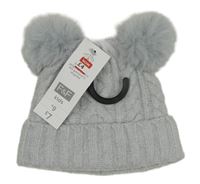 Nové - Šedá vzorovená pletená podšitá čepice F&F