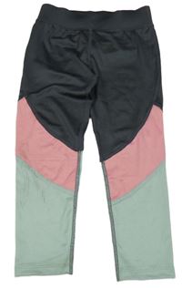 Tmavošedo-růžovo-mátové sportovní legíny Topolino